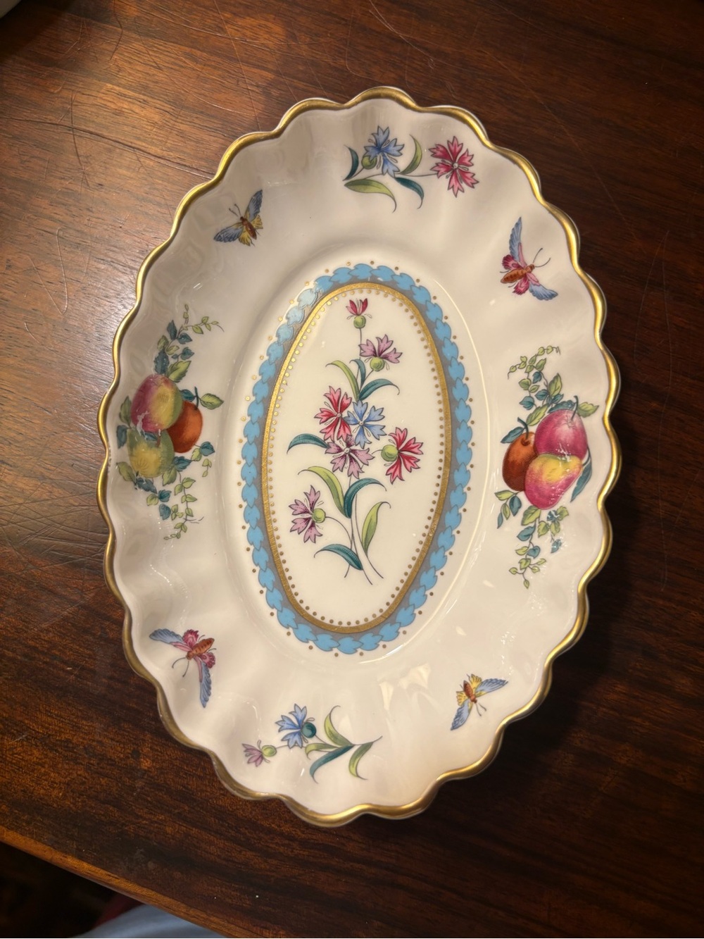 Spode Decorative Floral & Fruit Porcelain Serving Platter